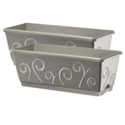 2 Jardinières Volutes Gris Galet 50cm