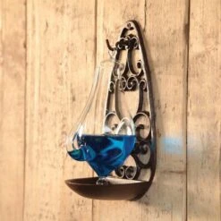 ESSCHERT DESIGN Baromètre Verre Tonnerre Avec Support En Fonte -Jardin Et Extérieur barometre verre tonnerre avec support en fonte 2