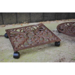 ESSCHERT DESIGN Chariot De Plantes Carré En Fonte -Jardin Et Extérieur chariot de plantes carre en fonte 3