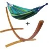 Hamac Suspendu Rayé + Support Bois