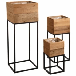 Lot De 3 Jardinières En Bois
