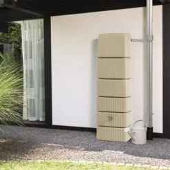 Récupérateur D'eau Mural Slim 300 L Sable -Jardin Et Extérieur recuperateur d eau mural slim 300 l sable 2