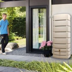 Récupérateur D'eau Mural Slim 500 L Sable -Jardin Et Extérieur recuperateur d eau mural slim 500 l sable 3