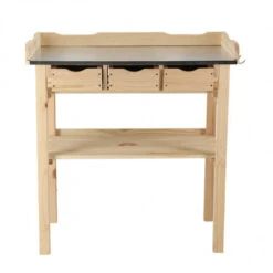 Devant -Jardin Et Extérieur table rempoter 3 tiroirs bois zinc 1