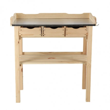 ESSCHERT DESIGN Table à Rempoter 3 Tiroirs Bois Et Zinc